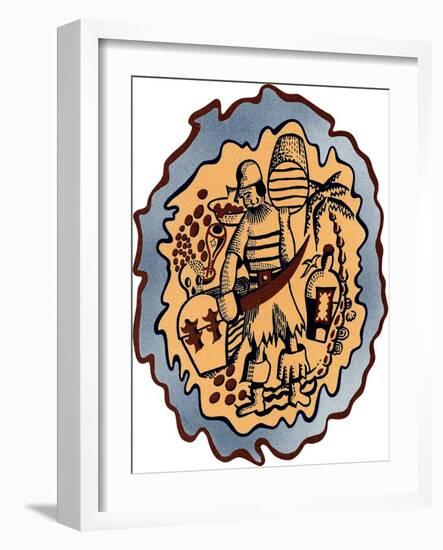 Pirate with Treasure-null-Framed Art Print