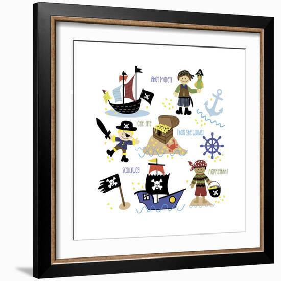 Pirates and Ships-Erin Clark-Framed Giclee Print