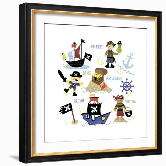 Pirates and Ships-Erin Clark-Framed Giclee Print