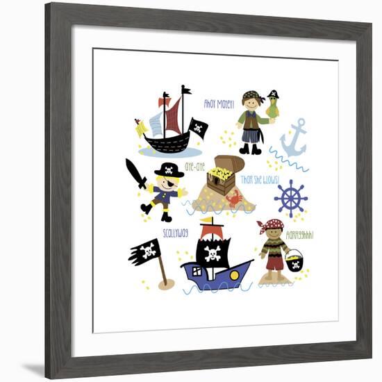 Pirates and Ships-Erin Clark-Framed Giclee Print