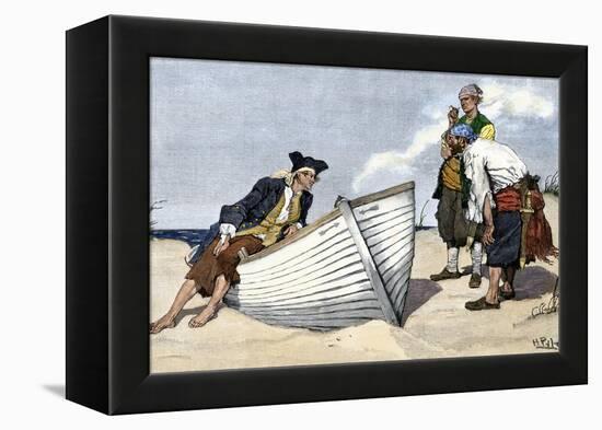 Pirates Around a Rowboat on An Island-null-Framed Premier Image Canvas