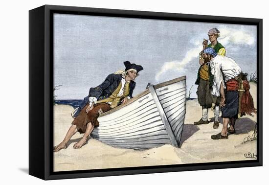 Pirates Around a Rowboat on An Island-null-Framed Premier Image Canvas