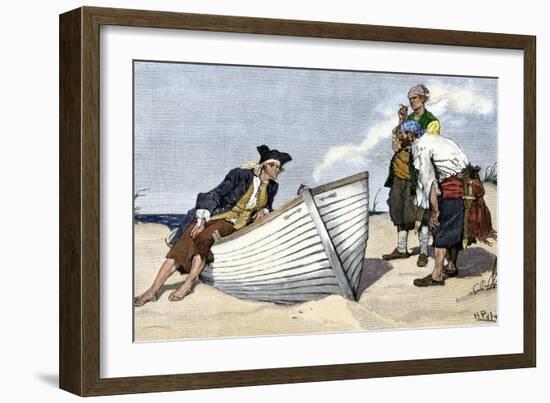 Pirates Around a Rowboat on An Island-null-Framed Giclee Print