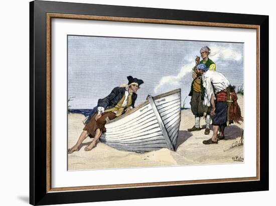 Pirates Around a Rowboat on An Island-null-Framed Giclee Print