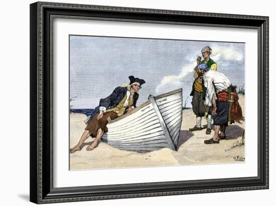 Pirates Around a Rowboat on An Island-null-Framed Giclee Print