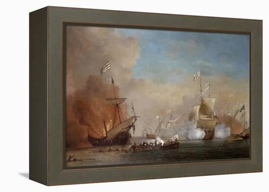 Pirates Attacking a British Navy Ship, 17th Century-Willem Van De Velde The Younger-Framed Premier Image Canvas