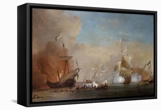 Pirates Attacking a British Navy Ship, 17th Century-Willem Van De Velde The Younger-Framed Premier Image Canvas