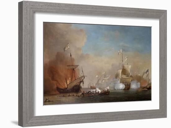 Pirates Attacking a British Navy Ship, 17th Century-Willem Van De Velde The Younger-Framed Giclee Print