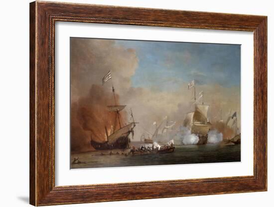 Pirates Attacking a British Navy Ship, 17th Century-Willem Van De Velde The Younger-Framed Giclee Print