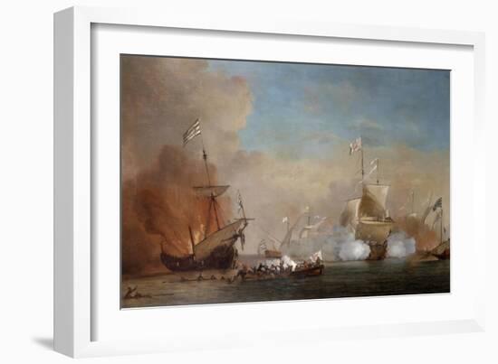 Pirates Attacking a British Navy Ship, 17th Century-Willem Van De Velde The Younger-Framed Giclee Print