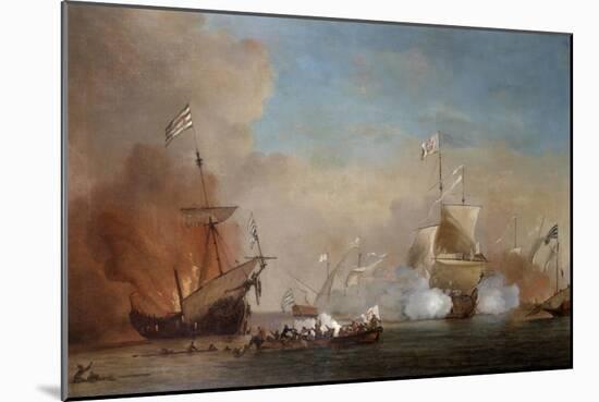 Pirates Attacking a British Navy Ship, 17th Century-Willem Van De Velde The Younger-Mounted Giclee Print