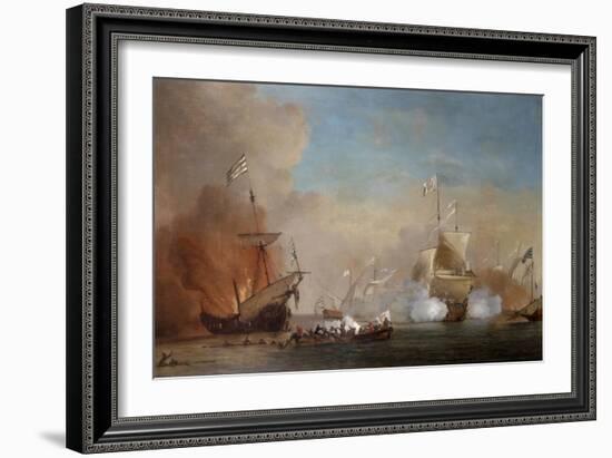 Pirates Attacking a British Navy Ship, 17th Century-Willem Van De Velde The Younger-Framed Giclee Print