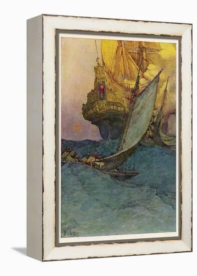 Pirates Attacking a Spanish Galleon in the West Indies-Howard Pyle-Framed Premier Image Canvas