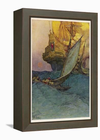 Pirates Attacking a Spanish Galleon in the West Indies-Howard Pyle-Framed Premier Image Canvas