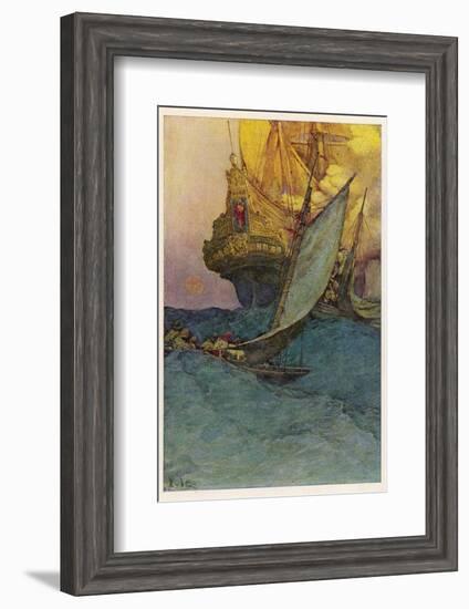 Pirates Attacking a Spanish Galleon in the West Indies-Howard Pyle-Framed Photographic Print