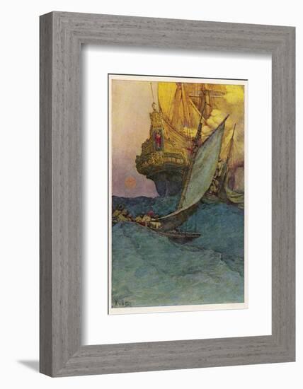 Pirates Attacking a Spanish Galleon in the West Indies-Howard Pyle-Framed Photographic Print