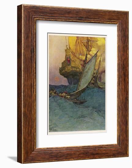 Pirates Attacking a Spanish Galleon in the West Indies-Howard Pyle-Framed Photographic Print