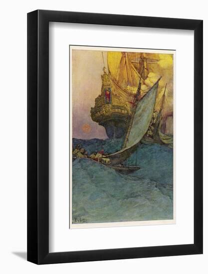 Pirates Attacking a Spanish Galleon in the West Indies-Howard Pyle-Framed Photographic Print