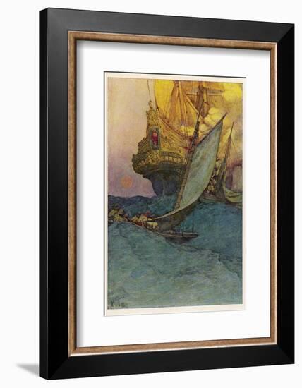 Pirates Attacking a Spanish Galleon in the West Indies-Howard Pyle-Framed Photographic Print