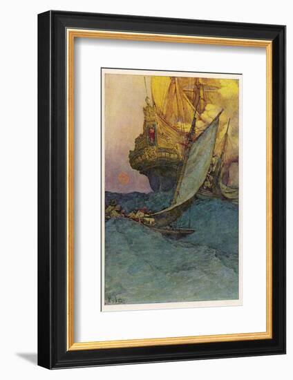 Pirates Attacking a Spanish Galleon in the West Indies-Howard Pyle-Framed Photographic Print