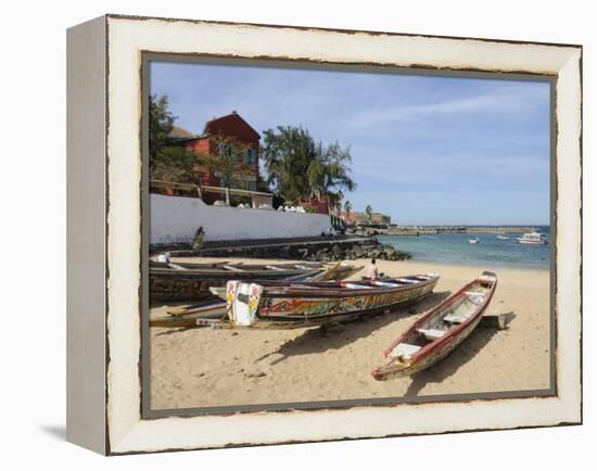 Pirogues (Fishing Boats) on Beach, Goree Island, Near Dakar, Senegal, West Africa, Africa-Robert Harding-Framed Premier Image Canvas