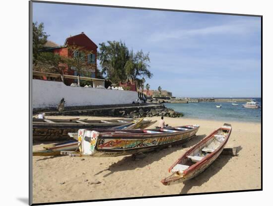 Pirogues (Fishing Boats) on Beach, Goree Island, Near Dakar, Senegal, West Africa, Africa-Robert Harding-Mounted Photographic Print