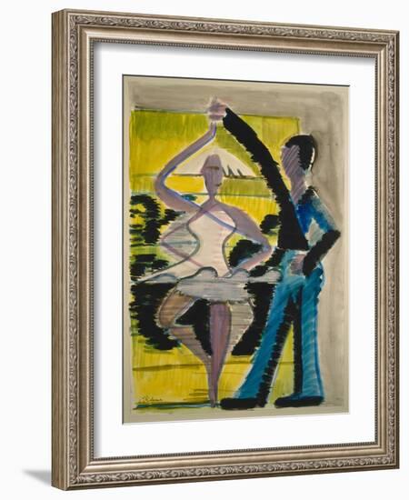 Pirouetting Dancer, C.1931-1932 (Watercolor and Brush in Black over Pencil on Smooth Vellum Cardboa-Ernst Ludwig Kirchner-Framed Giclee Print