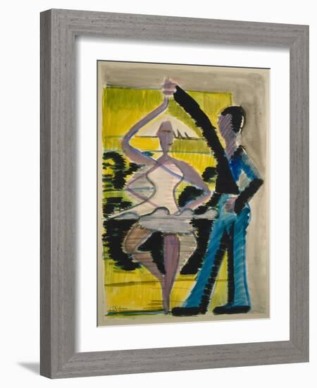 Pirouetting Dancer, C.1931-1932 (Watercolor and Brush in Black over Pencil on Smooth Vellum Cardboa-Ernst Ludwig Kirchner-Framed Giclee Print