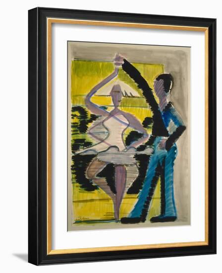 Pirouetting Dancer, C.1931-1932 (Watercolor and Brush in Black over Pencil on Smooth Vellum Cardboa-Ernst Ludwig Kirchner-Framed Giclee Print