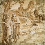 Shepherd and Piligrim in a Landscape, C1550-Pirro Ligorio-Mounted Giclee Print