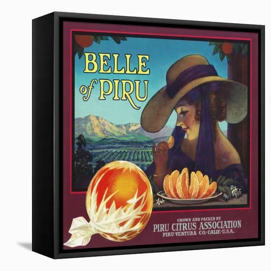 Piru, California, Belle of Piru Brand Citrus Label-Lantern Press-Framed Stretched Canvas
