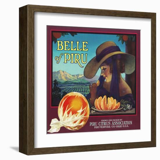 Piru, California, Belle of Piru Brand Citrus Label-Lantern Press-Framed Art Print