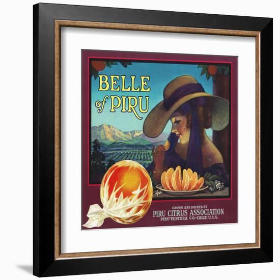 Piru, California, Belle of Piru Brand Citrus Label-Lantern Press-Framed Art Print