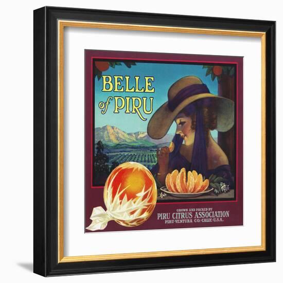 Piru, California, Belle of Piru Brand Citrus Label-Lantern Press-Framed Art Print