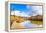 Pisa, Arno River, Lamp and Buildings Reflection. Lungarno View. Tuscany, Italy-stevanzz-Framed Premier Image Canvas