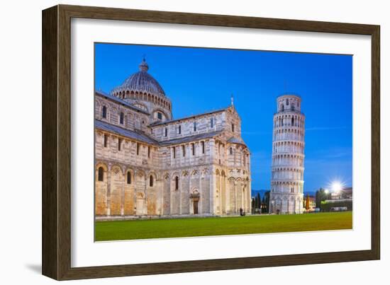 Pisa, Italy. Catherdral and the Leaning Tower of Pisa at Piazza Dei Miracoli.-Patryk Kosmider-Framed Photographic Print