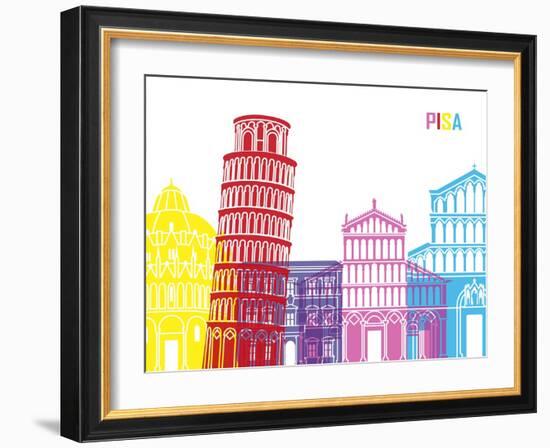 Pisa Skyline Pop-paulrommer-Framed Art Print