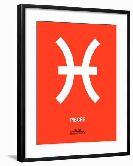 Pisces Zodiac Sign White on Orange-NaxArt-Framed Art Print