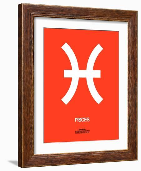 Pisces Zodiac Sign White on Orange-NaxArt-Framed Art Print