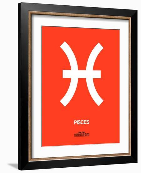 Pisces Zodiac Sign White on Orange-NaxArt-Framed Art Print