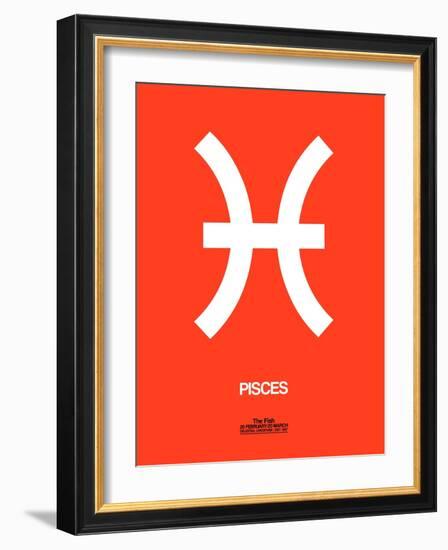 Pisces Zodiac Sign White on Orange-NaxArt-Framed Art Print