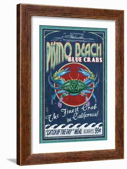 Pismo Beach, California - Blue Crabs-Lantern Press-Framed Art Print