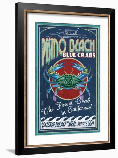 Pismo Beach, California - Blue Crabs-Lantern Press-Framed Art Print