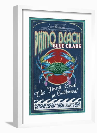 Pismo Beach, California - Blue Crabs-Lantern Press-Framed Art Print