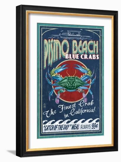 Pismo Beach, California - Blue Crabs-Lantern Press-Framed Art Print