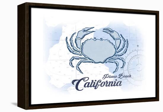 Pismo Beach, California - Crab - Blue - Coastal Icon-Lantern Press-Framed Stretched Canvas