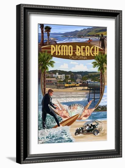 Pismo Beach, California - Montage Scenes-Lantern Press-Framed Art Print