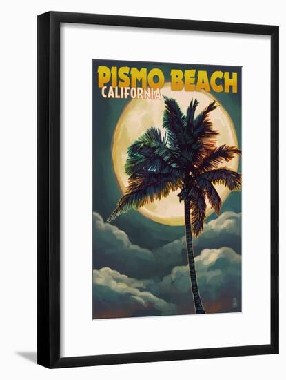 Pismo Beach, California - Palm and Moon-Lantern Press-Framed Art Print