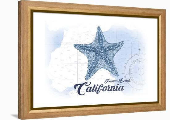 Pismo Beach, California - Starfish - Blue - Coastal Icon-Lantern Press-Framed Stretched Canvas