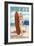Pismo Beach, California - Surfer Pinup Girl-Lantern Press-Framed Art Print